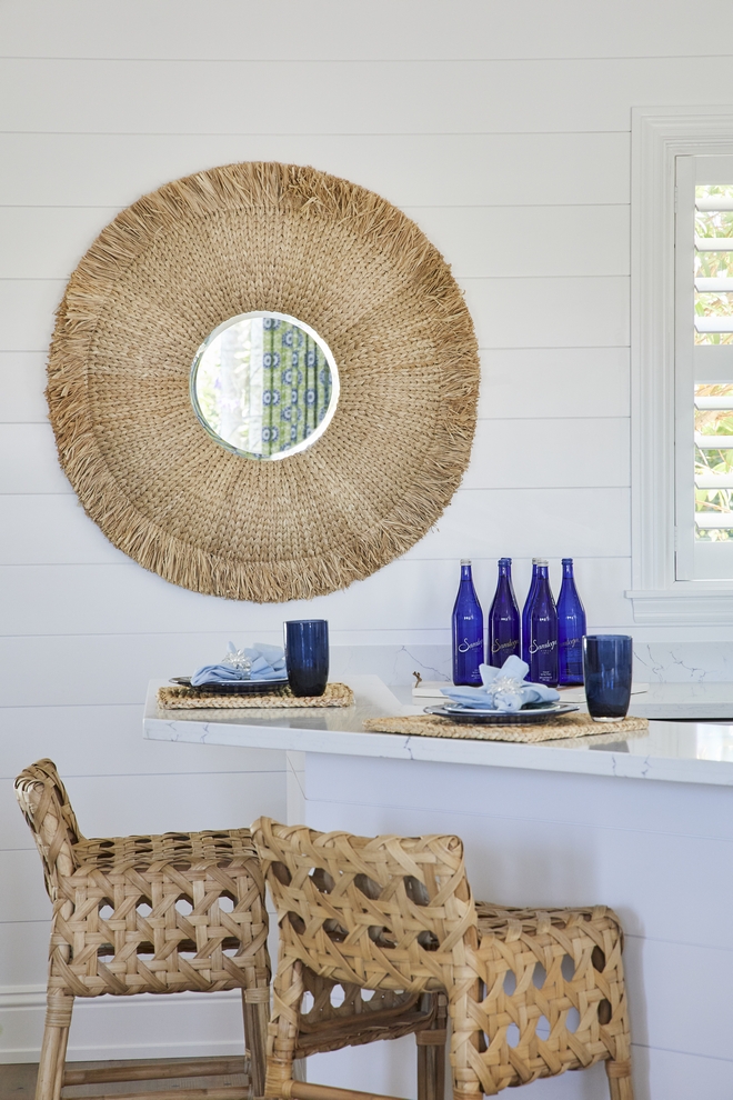 Raffia-Mirror-over-white-Shiplap-painted-in-Benjamin-Moore-Simply-White