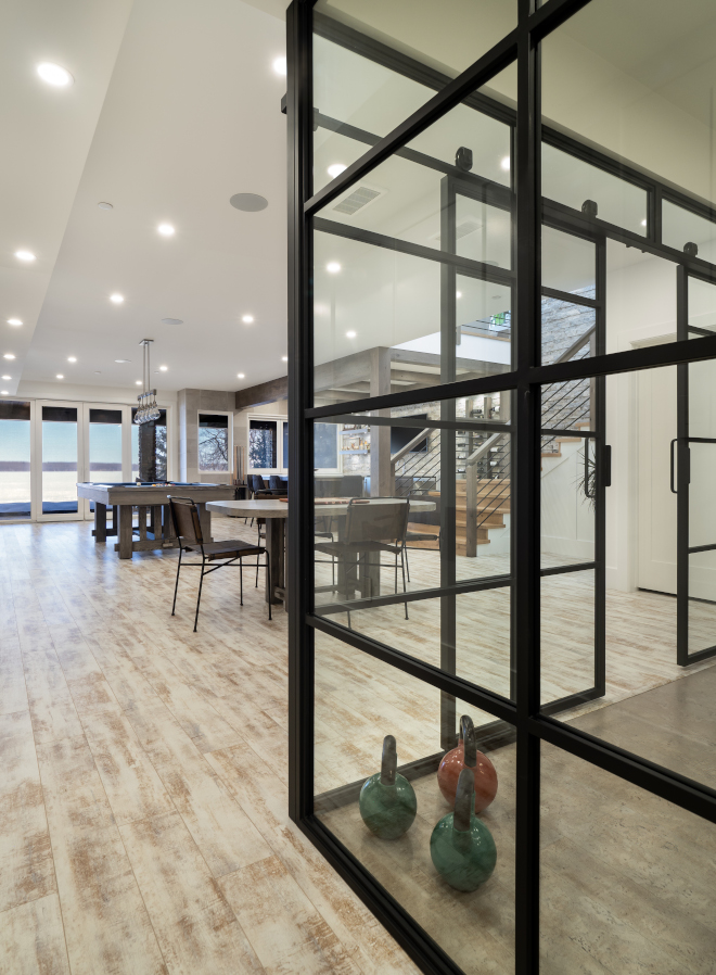 Black iron framed glass enclosure Basement with Black iron framed glass enclosure Black iron framed glass enclosure design ideas Black iron framed glass enclosure #Blackironframed #blackironglassenclosure #ironframedglassenclosure