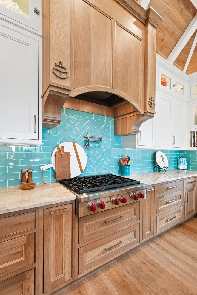 Custom Kitchen with Turquoise Cabinets - Home Bunch Interior Design Ideas