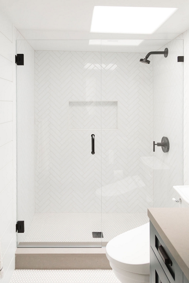 Herringbone-Patterned-Shower-Tile-White-Subway-Tile