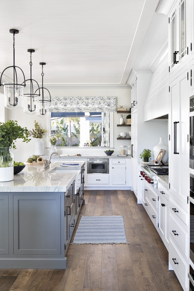 Kitchen Cabinetry Omega Blair Inset Cabinet Benjamin Moore Chantilly Lace on cabinets Benjamin Moore Chelsea Gray on island #Kitchen #Cabinetry #InsetCabinet #BenjaminMooreChantillyLace #cabinets #BenjaminMooreChelseaGray #island