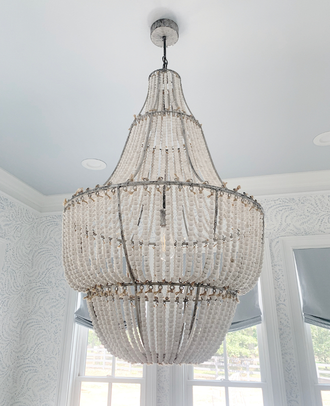 Beaded Chandelier Bead Chandelier This gorgeous chandelier adds a bit more of a whimsical coastal vibe to the space #BeadedChandelier #BeadChandelier #Chandelier #whimsical #coastal