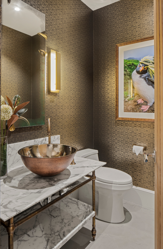 Catchpole washstand in brass and white marble top Powder Room with Catchpole washstand in brass and white marble top Catchpole washstand in brass and white marble top Powder Room with Catchpole washstand in brass and white marble top #PowderRoom #Catchpolewashstand #whitemarbletop #whitemarble