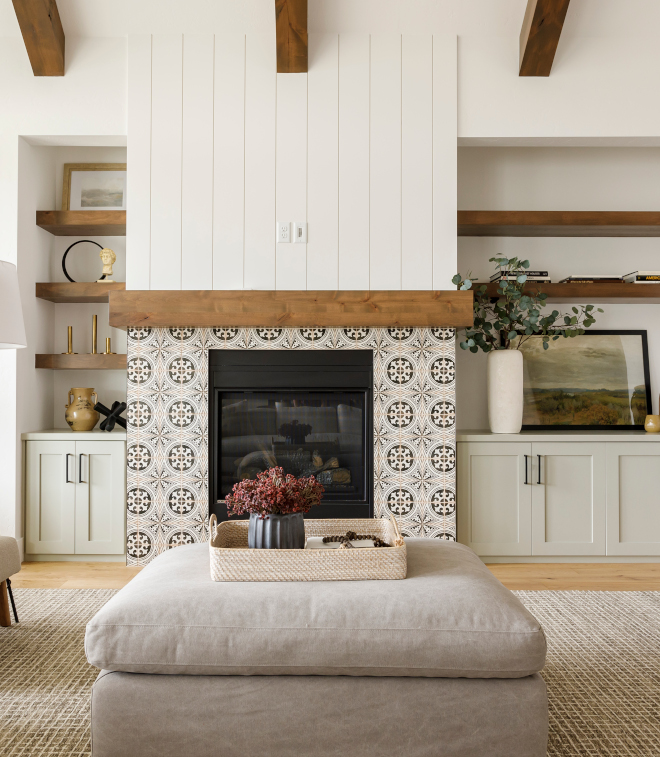 Farmhouse Fireplace Vertical Shiplap Oak Mantel and Patterned Fireplace Tile Bedrosians Fida Tile Farmhouse Fireplace Vertical Shiplap Oak Mantel and Patterned Fireplace Tile Bedrosians Fida Tile Farmhouse Fireplace Vertical Shiplap Oak Mantel and Patterned Fireplace Tile Bedrosians Fida Tile #Farmhouse #Fireplace #VerticalShiplap #OakMantel #PatternedTile #FireplaceTile #Fireplace #BedrosiansFidaTile #fireplacetile