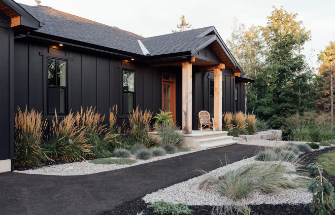 Moody Exterior Moody Home Black Home Siding Black Farmhouse My favourite aspect to every home I design is the exterior It’s the moment you can play with texture colour and contrast Moody Exterior Moody Home Black Home Siding Black Farmhouse #MoodyExterior #MoodyHome #BlackHome #BlackSiding #BlackFarmhouse