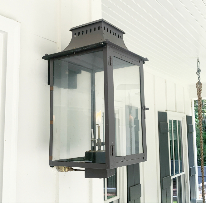 The number one thing on my husbands must have list when we were building our home was gas lanterns I am so glad that was a must for him and think they are the perfect way to escalate a front porch