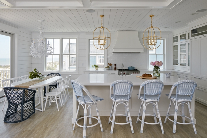 Coastal Dining Room featuring Serena and Lily Downing Oval Dining Table