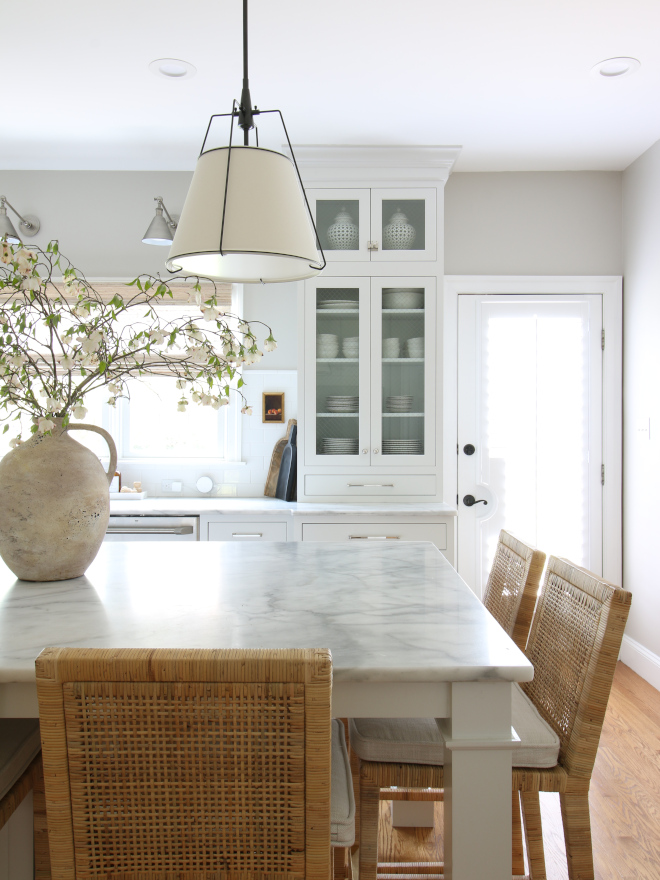 Carrara marble Countertop on kitchen island I went with natural Carrara Marble countertop. After a lot of research and agonizing over that decision, I decided that marble is the only surface I wanted in my kitchen and I fully embraced its shortcomings #Carraramarble #Countertop #kitchenisland #HonedCarraramarble #CarraramarbleCountertop #kitchen #island