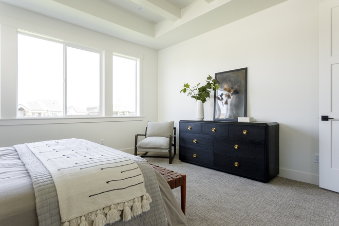 Black Dresser Bedroom with Black dresser with brass hardware #blackdresser