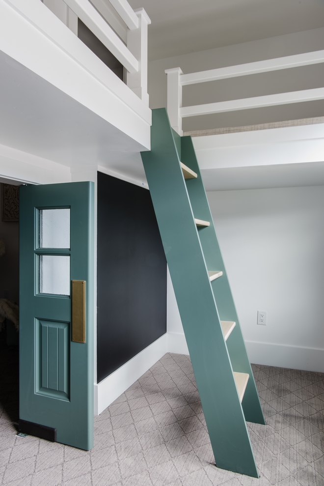 This Bedroom became the most amazing Loft Playroom thanks to some incredible ideas the designer had, which includes a loft beds and a cozy space with swing bed