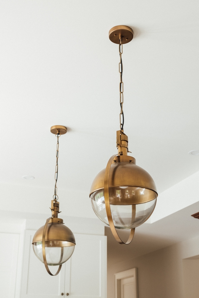 Brass and Glass Globe Pendant Light