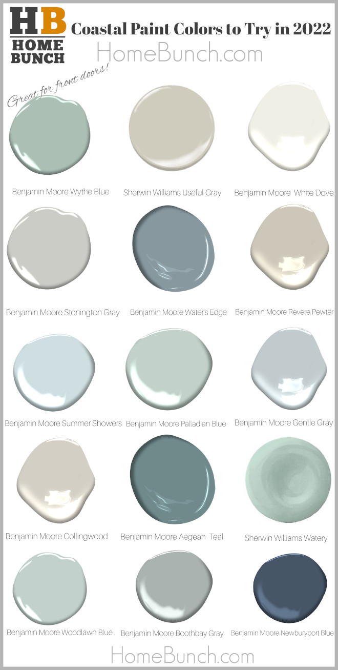 Coastal Paint Color Scheme Coastal Paint Colors to try in 2022 Benjamin Moore Wythe Blue Sherwin Williams Useful Gray Benjamin Moore White Dove Benjamin Moore Stonington Gray Benjamin Moore Waters Edge Benjamin Moore Revere Pewter Benjamin Moore Summer Showers Benjamin Moore Palladian Blue Benjamin Moore Gentle Gray Benjamin Moore Collingwood Benjamin Moore Aegean Teal Sherwin Williams Watery Benjamin Moore Woodlawn Blue Benjamin Moore Boothbay Gray Benjamin Moore Newburyport Blue