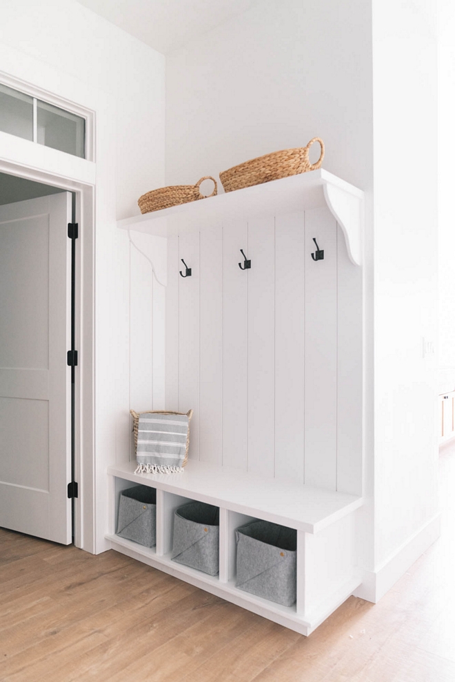 Mudroom Bench Paint Color Sherwin Williams SW 7005 Pure White with Shiplap Back Stain Grade Wood Bench Top Mudroom Bench Paint Color Sherwin Williams SW 7005 Pure White with Shiplap Back Stain Grade Wood Bench Top Mudroom Bench Paint Color Sherwin Williams SW 7005 Pure White with Shiplap Back Stain Grade Wood Bench Top #Mudroom #MudroomBench #PaintColor #SherwinWilliamsSW7005PureWhite #Shiplap #ShiplapBack #StainGrade #WoodBenchtop