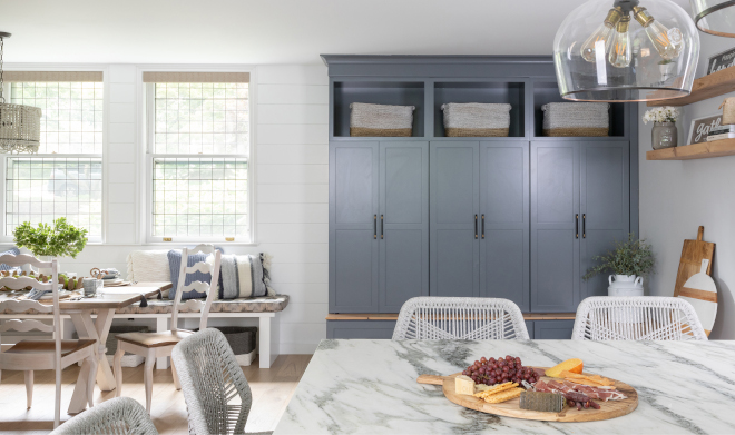 We had to integrate cabinetry in an open kitchen area that looked aesthetic but had a utilitarian purpose #mudroom #cabinetry #openkitchen