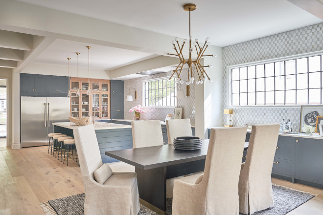 Kitchen opens into a large dining room with a custom cabinet in Benjamin Moore Flint Kitchen opens into a large dining room with a custom cabinet in Benjamin Moore Flint #Kitchen #diningroom #cabinet #BenjaminMooreFlint