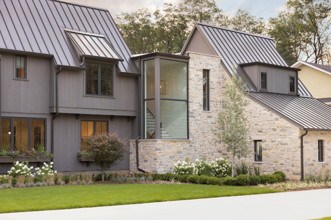 Staircase Tower with black metal windows This home features two staircase towers that can be seen from the front facade Staircase Tower with black metal windows This home features two staircase towers that can be seen from the front facade #StaircaseTower #blackmetalwindows #home #tower #frontfacade