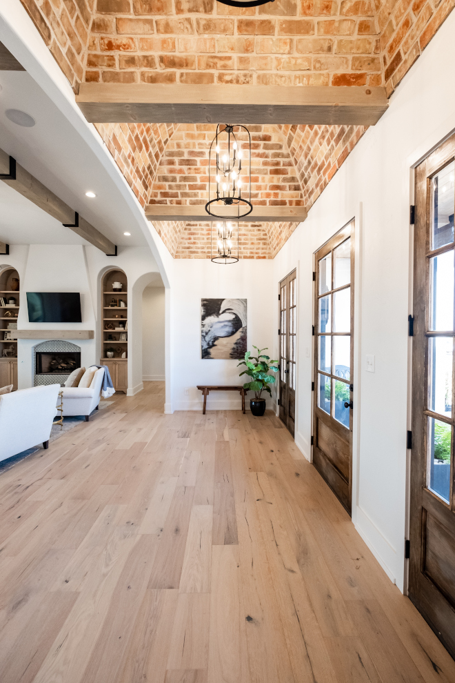 The entry to the home sets the tone for the entire home and consists of three symmetrical double groin ceilings #entry #entryway #groinceiling #brickceiling #ceiling