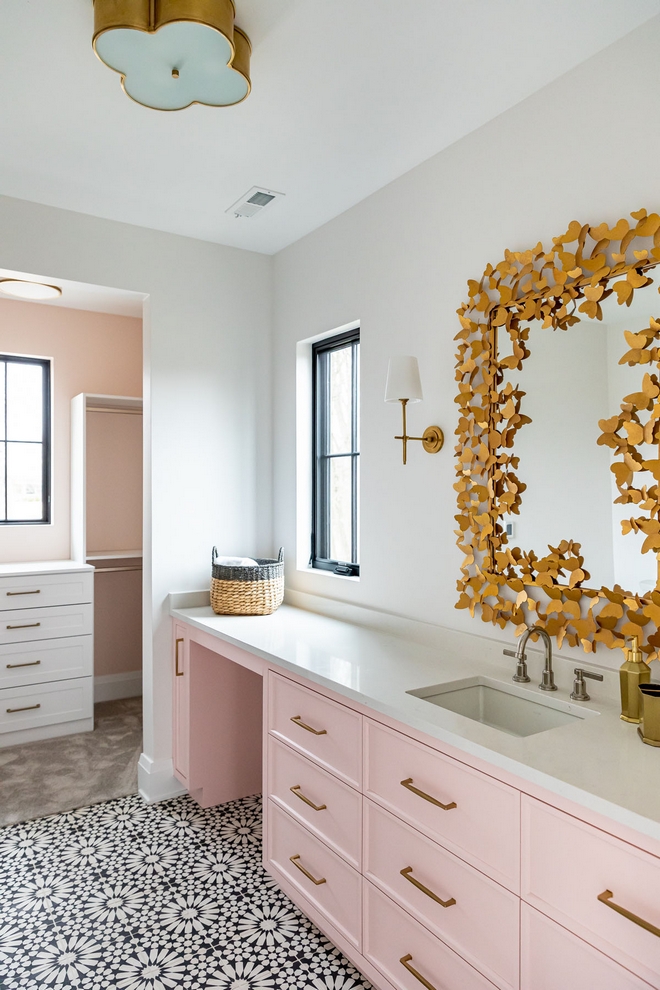 Pink Cabinet paint color Benjamin Moore Pale Pink Pink Cabinet paint color Benjamin Moore Pale Pink perfect color for girl's bathroom cabinet paint color Pink Cabinet paint color Benjamin Moore Pale Pink #PinkCabinet #paintcolor #BenjaminMoorePalePink