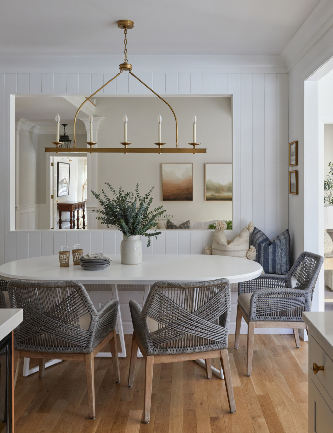 Dining Room with banquette white dining table and grey rope dining chairs Dining Room with banquette white dining table and grey rope dining chairs Dining Room with banquette white dining table and grey rope dining chairs #DiningRoom #banquette #whitediningtable #diningtable #greyropediningchairs #ropediningchair