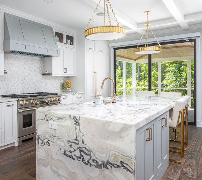 Oyster Marble We were able to add a shield to this marble countertop Marble is soft and stains easily but this one is impermeable and doesn’t stain #OysterMarble #marblecountertop
