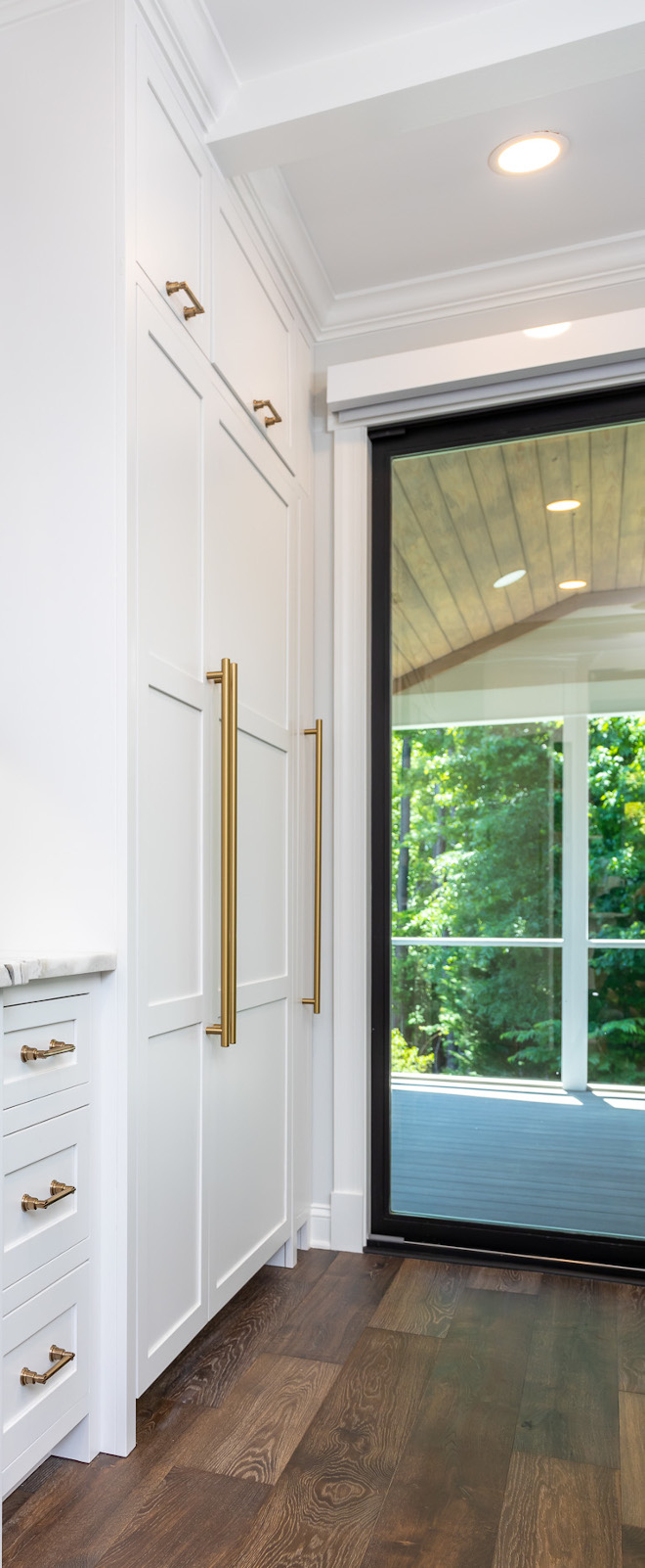 This custom paneled fridge allows your eye to not be distracted by appliances and keeps you focused on the overall kitchen design #kitchen #refrigerator #appliances