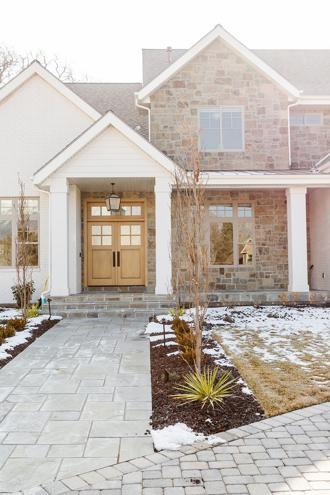 Bluestone pathway with Timber Mist Fieldstone siding and painted white brick Bluestone pathway with Timber Mist Fieldstone siding and painted white brick exterior Bluestone pathway with Timber Mist Fieldstone siding and painted white brick siding #Bluestone #pathway #TimberMist #Fieldstone #siding #paintedbrick #whitebrick