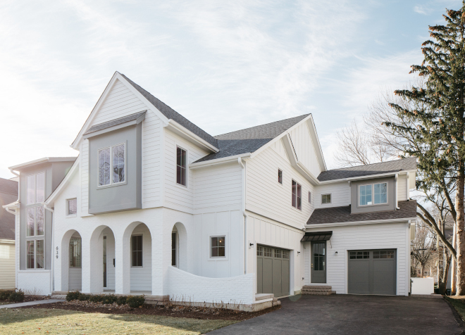 Arches accentuate the front porch giving so much charm and authenticity to the exterior of this new-construction home by M House Development #Arches #frontporch #porch #charm #exterior #newconstruction #home