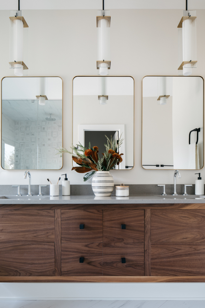  Primary Bathroom A custom Walnut vanity with clear finish adds a modern flair and warmth to this luxurious bathroom Primary Bathroom A custom Walnut vanity with clear finish adds a modern flair and warmth to this luxurious bathroom Primary Bathroom A custom Walnut vanity with clear finish adds a modern flair and warmth to this luxurious bathroom #Bathroom #PrimaryBathroom #Wanut #Vanity