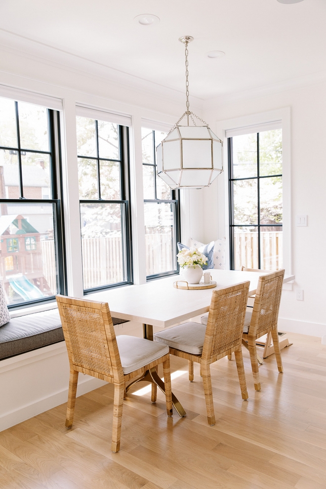 Breakfast Nook with banquette We built a banquette bench with storage compartments and made a custom cushion with durable Sunbrella fabric #breakfastnook #banquette #sunbrella