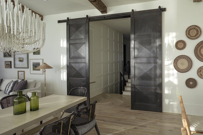Steel Barn Door One of my favorite features of this home are the large custom pyramid pattern barn doors Steel Barn Door Steel Barn Door #SteelBarnDoor #BarnDoor