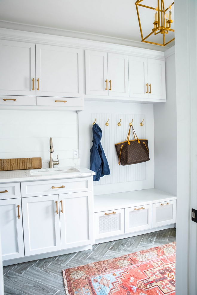 Mudroom Hooks for kids bookbags and jackets Plenty of storage above Mudroom cabinet #mudrom #Cabinet