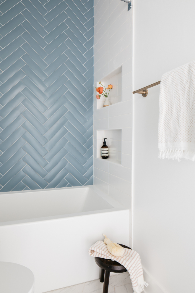 Modern Blue and White Shower Tile