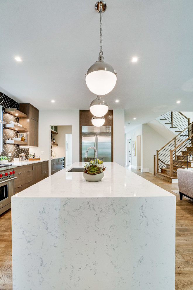 Waterfall Island Countertop with MSI Cashmere Carrara Quartz Countertop Waterfall Island Countertop with MSI Cashmere Carrara Quartz Countertop #WaterfallIsland #Countertop #MSICashmereCarrara #Carrara #Quartz #Countertop