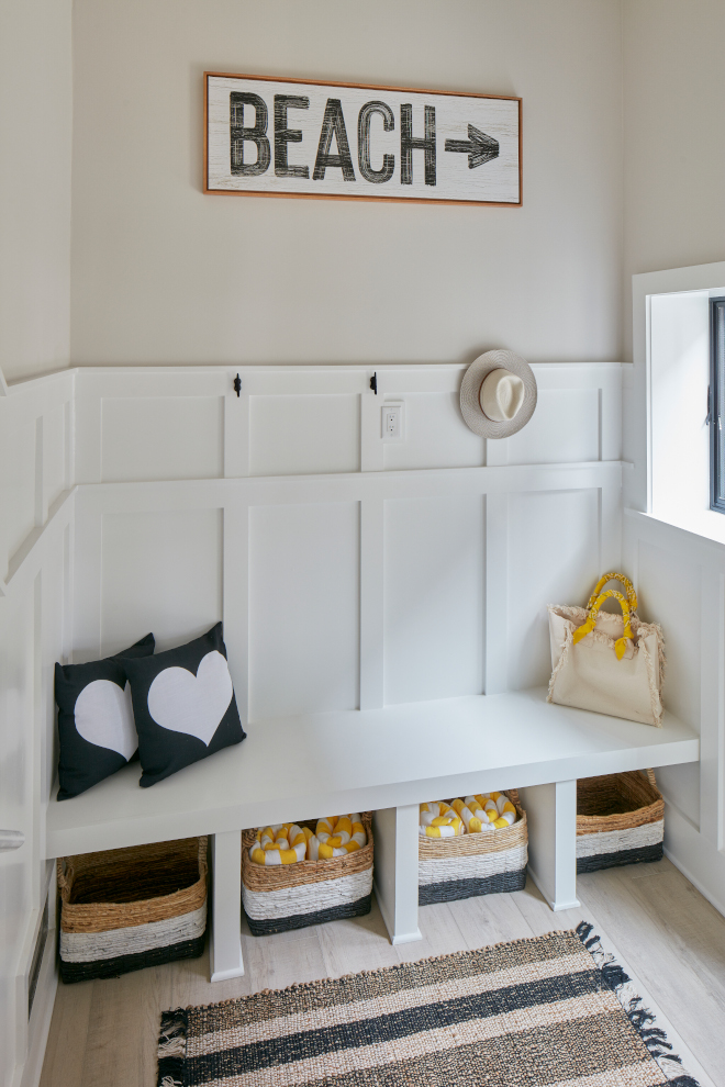 Mudroom Millwork Paint Color Benjamin Moore Decorators White Mudroom Wall Paint Color Sherwin Williams Pearly White #Mudroom #Millwork #PaintColor #BenjaminMooreDecoratorsWhite #WallPaintColor #SherwinWilliamsPearlyWhite
