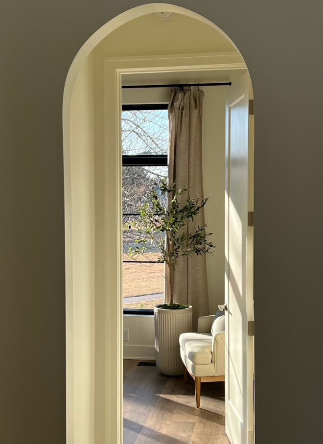 Our primary bedroom is located off of our living room and has a small hall dividing the two spaces This is the view into our bedroom #bedroom