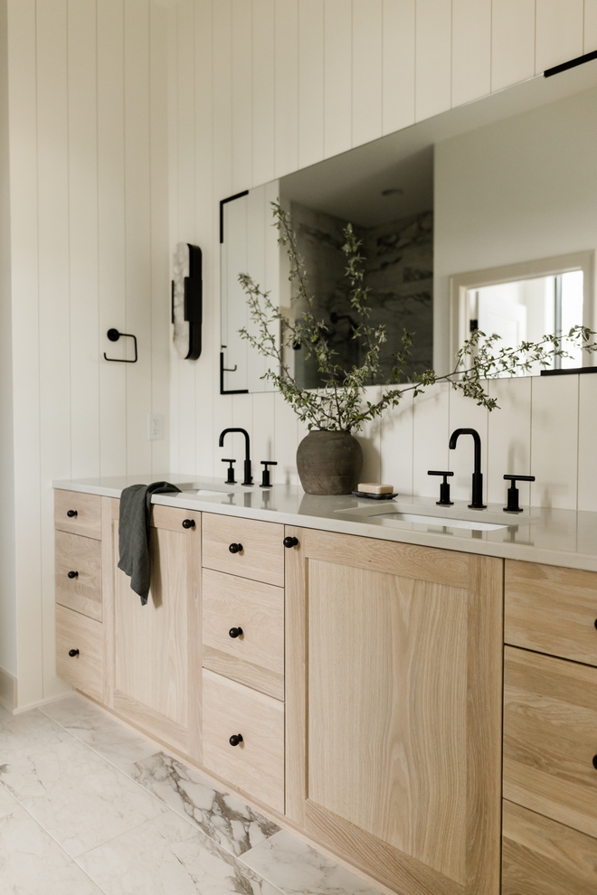 White Oak Inset Bathroom Cabinet