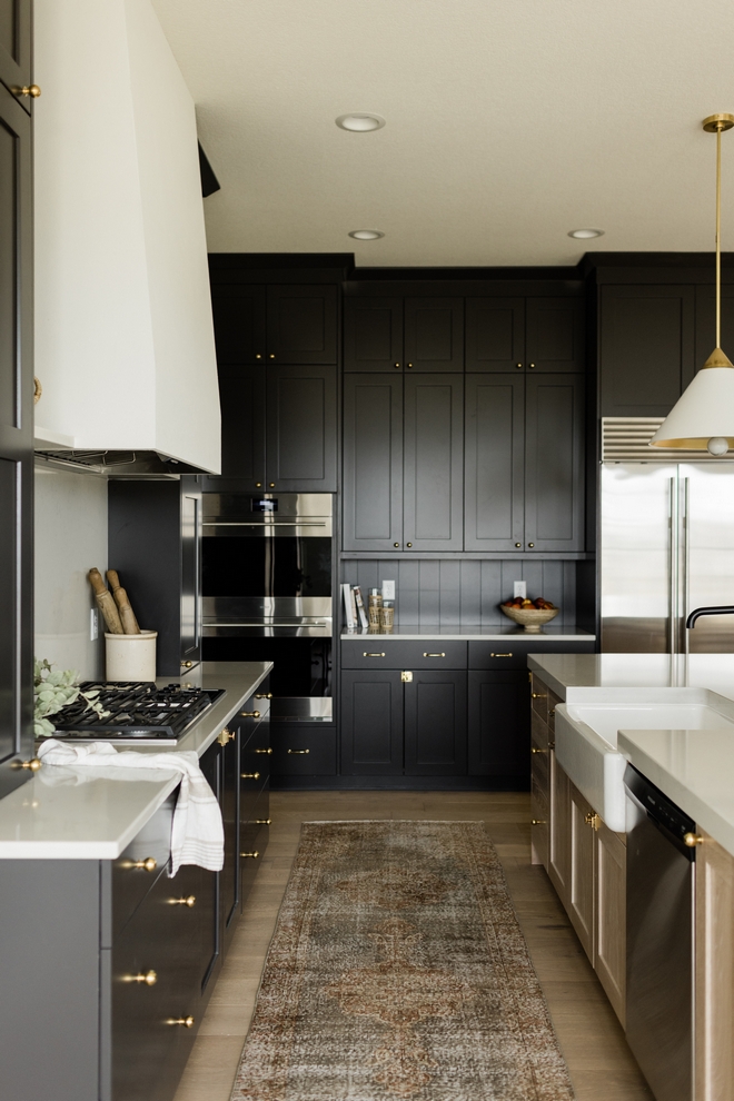Black Kitchen with White Oak Island