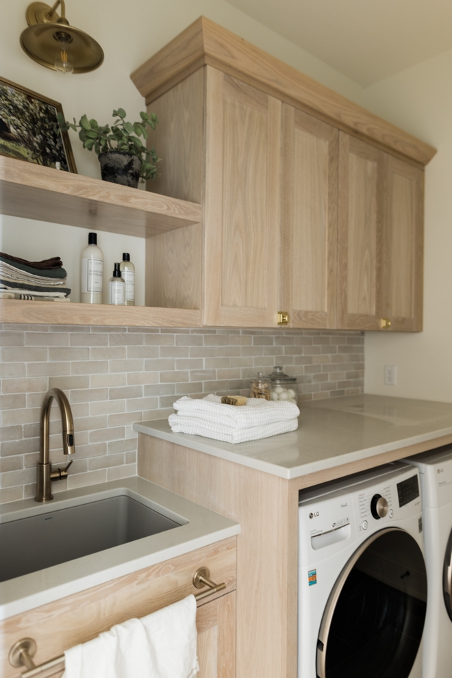 White oak laundry room cabinet