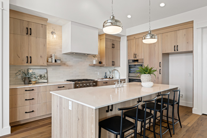 Island Cabinets feature a vertical shiplap detail in the same rustic white oak Island Cabinets feature a vertical shiplap detail in the same rustic white oak Island Cabinets feature a vertical shiplap detail in the same rustic white oak Island Cabinets feature a vertical shiplap detail in the same rustic white oak #KitchenIsland #IslandCabinet #verticalshiplap #rusticwhiteoak