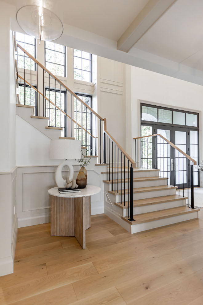 Benjamin Moore Edgecomb Gray We brought in Benjamin Moore Edgecomb Gray into the wall paneling and stairwell risers Benjamin Moore Edgecomb Gray #BenjaminMooreEdgecombGray #BenjaminMoore #paintcolor