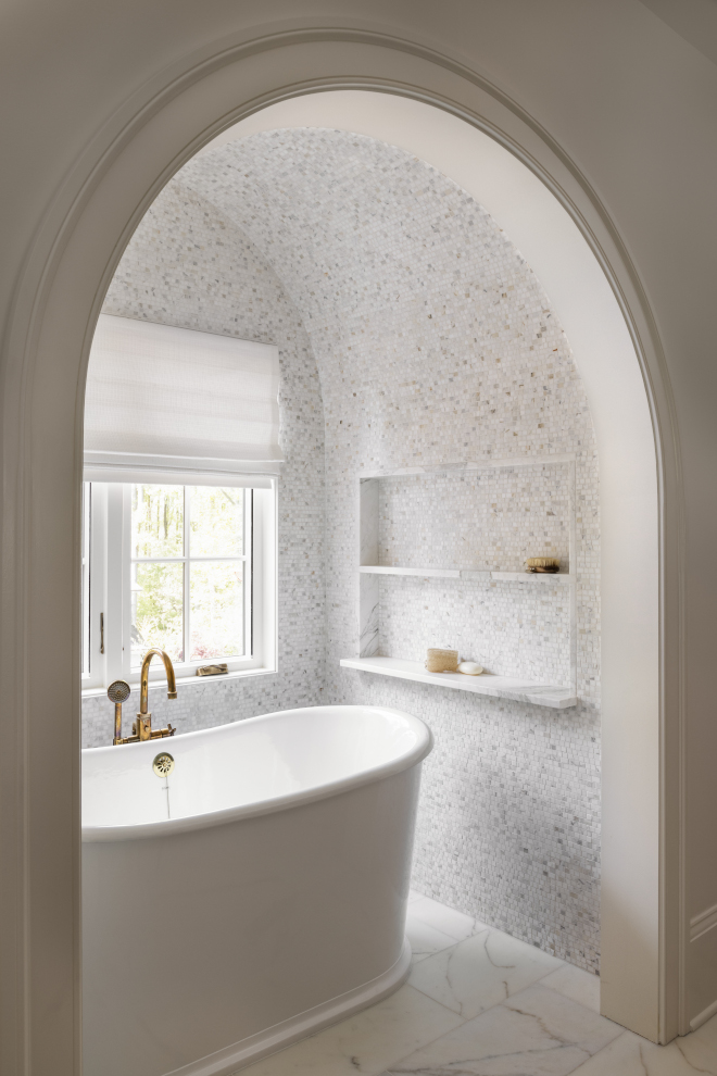 Barrel Arch Bath Nook tub alcove with a mosaic-tiled barrel ceiling Barrel Arch Bath Nook tub alcove with a mosaic-tiled barrel ceiling ideas Barrel Arch Bath Nook tub alcove with a mosaic-tiled barrel ceiling #BarrelArch #BathNook #tubalcove #mosaictiledceiling #barrelceiling