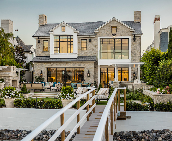 Waterfront home design ideas I love the juxtaposition of the warm stone against the modern big windows #Waterfronthome #Waterfronthomedesign #Waterfronthomedesignideas #stone #windows