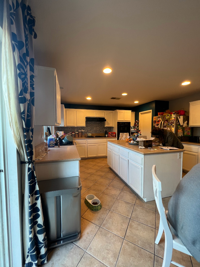 Before kitchen renovation Prior to the renovation the space was limited in terms of available footprint and the designer wanted to give the homeowners counter stools at the island This lead to removing the existing breakfast nook in order to extend the island and incorporated low back counter stools to provide some comfort and maintain a clean line of sight Before kitchen renovation #Beforekitchen #kitchenrenovation