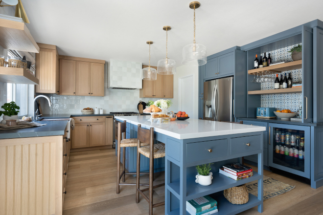 Benjamin Moore Brittania Blue on island and fridge wall kitchen Benjamin Moore Brittania Blue on island and fridge wall Benjamin Moore Brittania Blue on island and fridge wall kitchen Benjamin Moore Brittania Blue on island and fridge wall #BenjaminMooreBrittaniaBlue #blueisland #fridgecabinet #kitchen