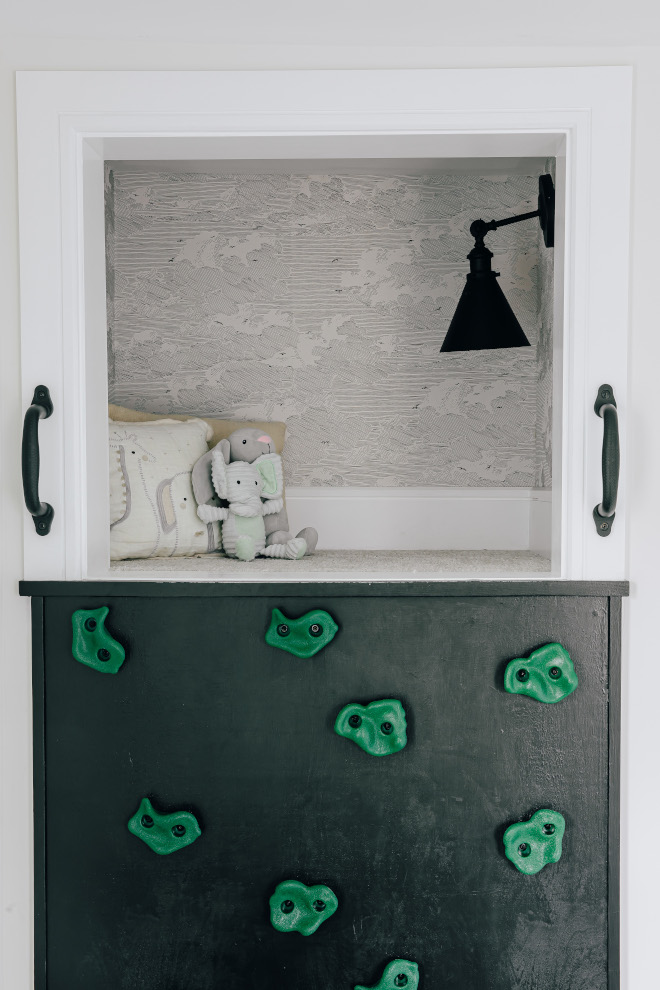 What a fun idea to add climbing holds to a wall so the kids can climb into a cozy reading nook