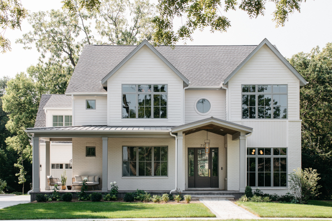 This new Modern Farmhouse features custom skinny battens between windows on the right side of the front elevation such an inspiring detail This new Modern Farmhouse features custom skinny battens between windows on the right side of the front elevation such an inspiring detail #newModernFarmhouse #ModernFarmhouse #battens #windows #frontelevation #inspiringdetails