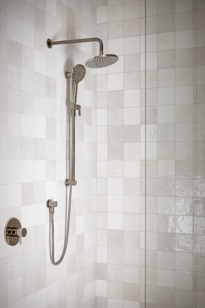 Neutral Zellige shower Wall Tile #NeutralZelligeTile #zelligeshowerWallTile