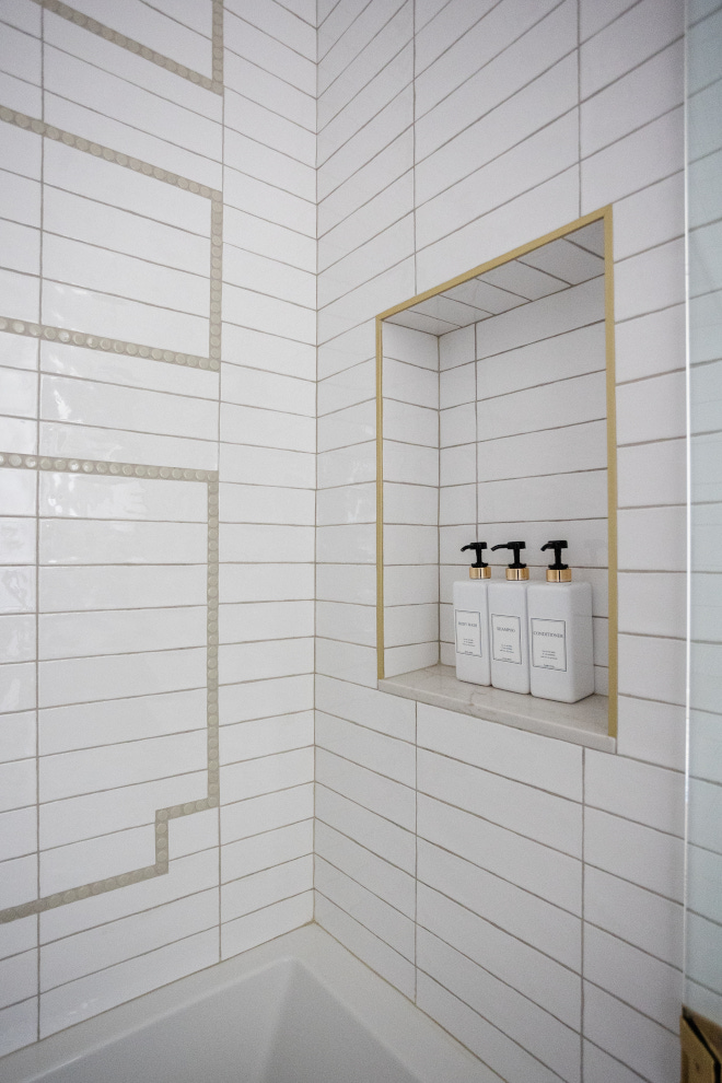 Tub Surround Tile Subway Tile with Penny Tile #TubSurroundTile #SubwayTile #PennyTile