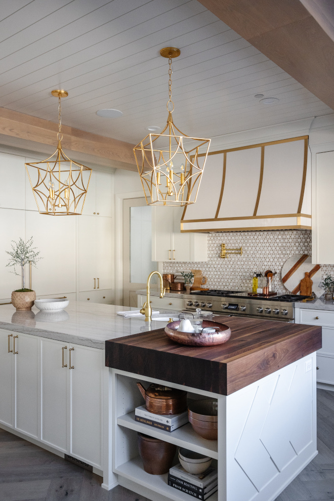 Thick butcher block countertop on the prep-island was a request the homeowner had because she loves to make bread #thickbutcherblock #butcherblockcountertop #prepisland