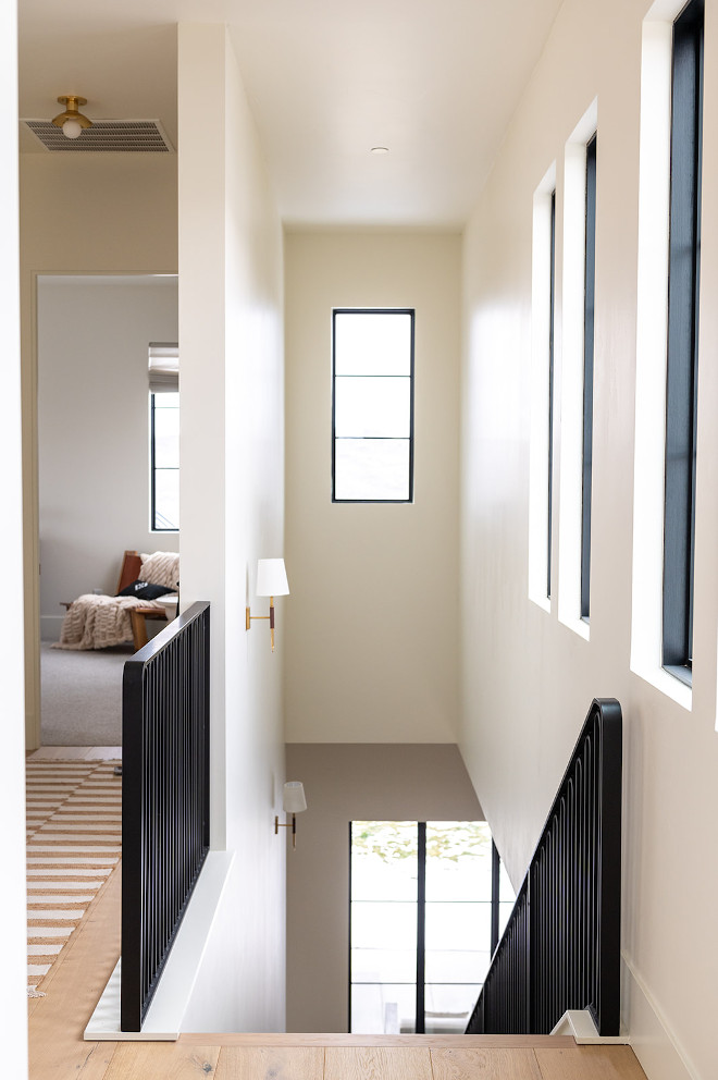 Benjamin Moore Swiss Coffee Staircase walls with metal railing Benjamin Moore Swiss Coffee Staircase walls with metal railing Benjamin Moore Swiss Coffee Staircase walls with metal railing #BenjaminMooreSwissCoffee #Staircase #metalrailing #metalrailingstaircase